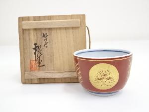 九谷焼　高木松生造　金襴手ぐい呑（共箱）